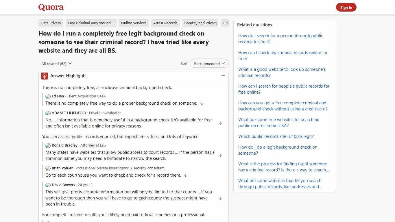 How to run a completely free legit background check on someone to see their criminal record - Quora